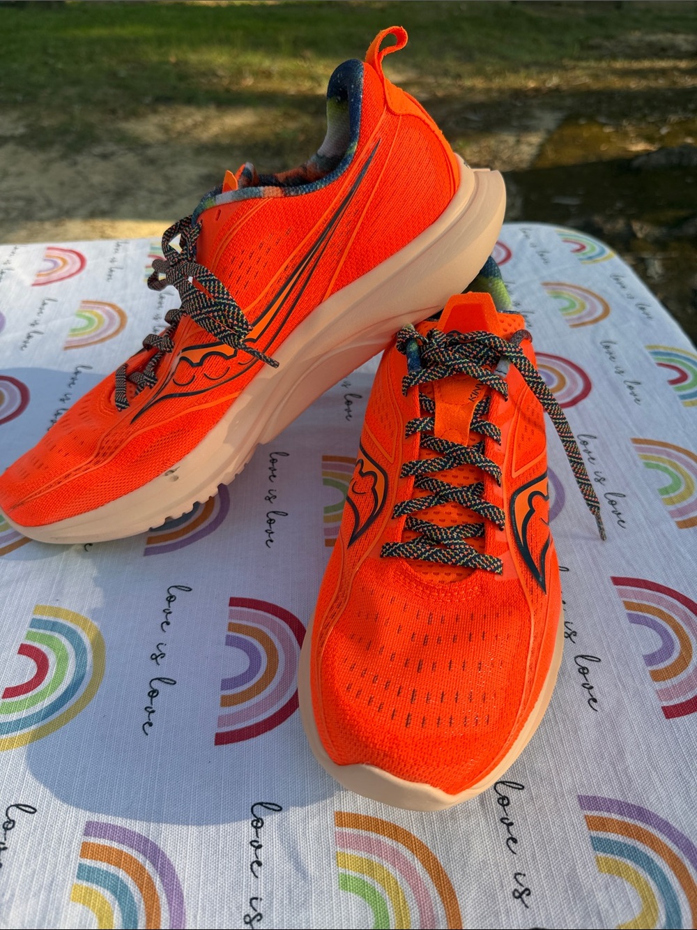 Saucony Bright Orange Running Sneakers with Black Accents